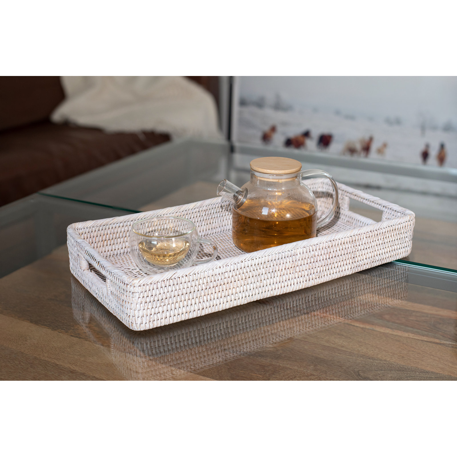 Ilonka Decorative Tray, White Wash