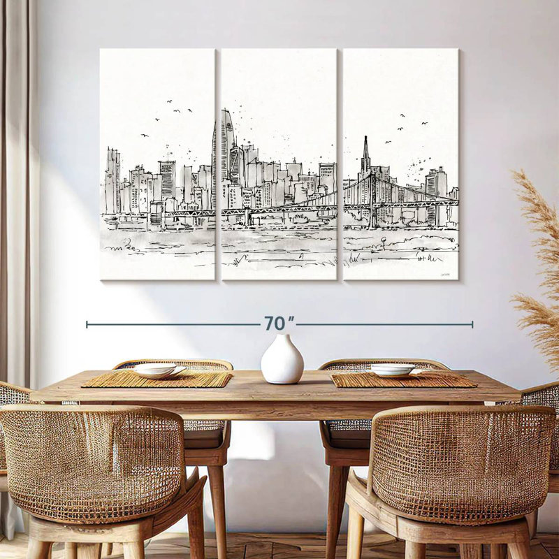 Sirci Skyline Sketches IV sans mots - fleurs, H 48 po x l 74 po