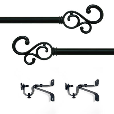 Tringle à rideaux simple réglable noire Salomon
