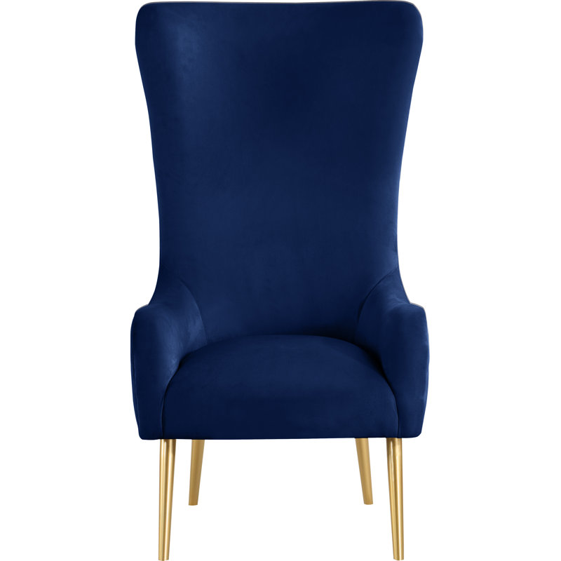 Alexander 27" Wide Velvet Wingback Chair, Navy Velvet