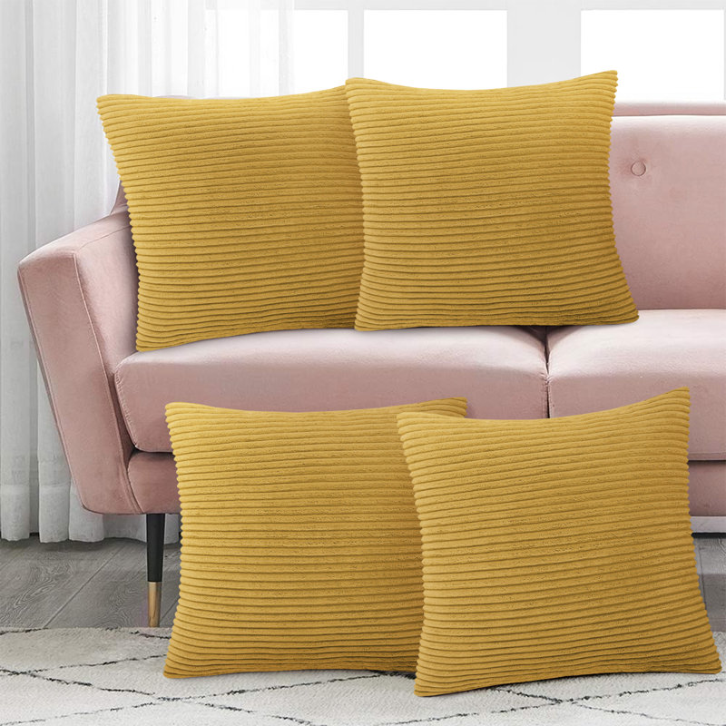 Striped Square Euro Cushion Cover, Ochre
