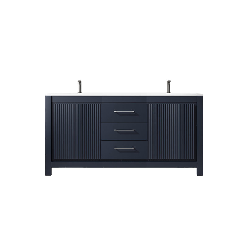 Ensemble de meuble-lavabo double 59 po Jocelynmarie, Bleu marine
