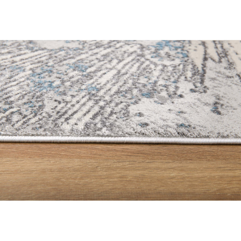 Rug Branch Zephira 7' x 10' (6'6" x 9'6") Blue/Grey Abstract Indoor Area Rug, Contemporary, Medium Pile, Stain-Resistant Carpet - Living Room, Bedroom, Dining Room, and Kitchen
