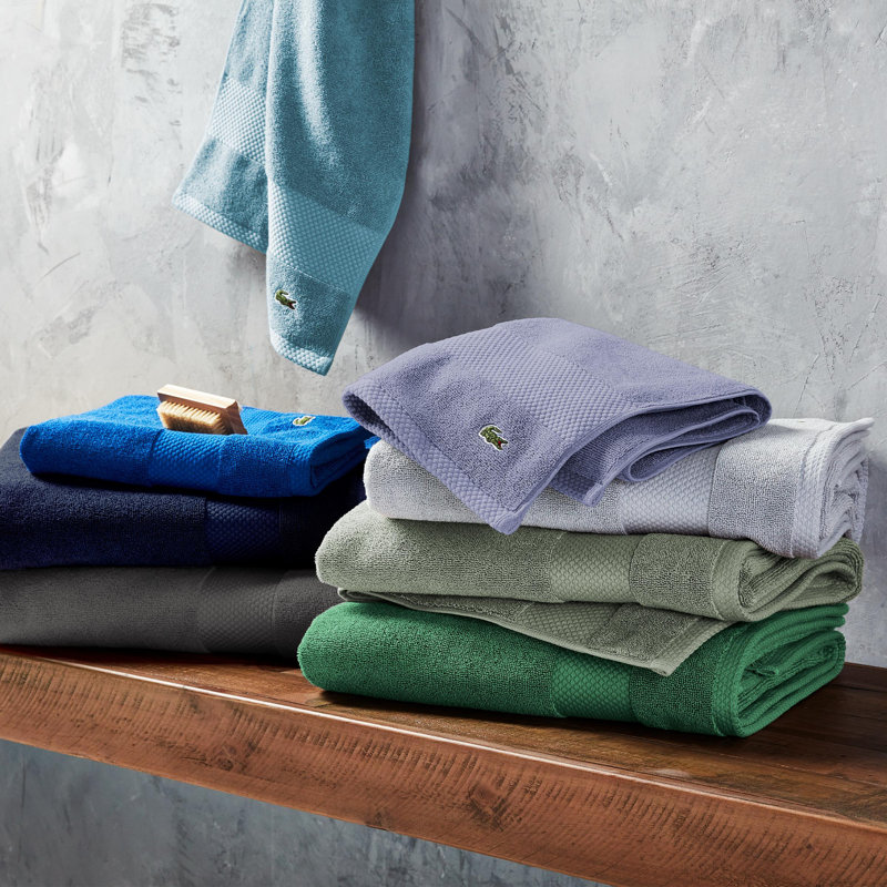 Lacoste Heritage 16X30 Cotton Hand Towel, 100% Supima Cotton, Micro-Fresh® Anti-Microbial, Croc Green