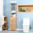Tall Bathroom Cabinet With Drawer And Slatted Shelves, Slim Linen Tower With Louvered Door