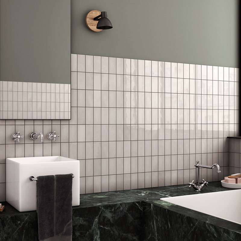 Madrid 2.5X5 Ceramic Subway Wall Tile, Silver Mist