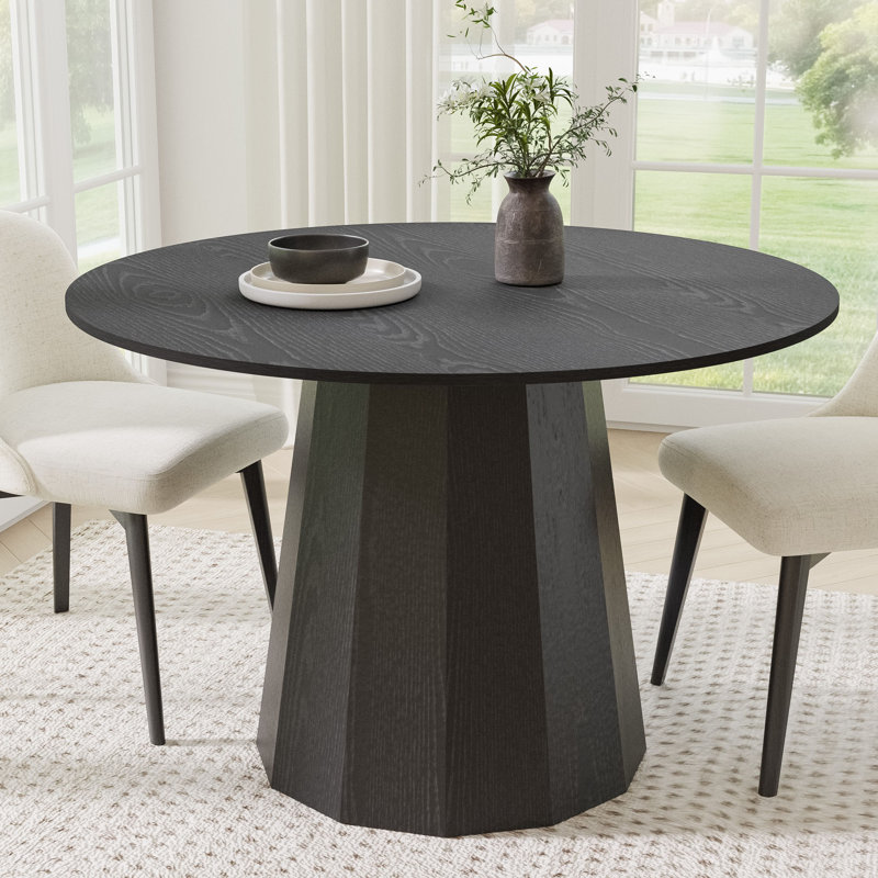 Table de salle à manger en bois massif, Noir, noir, noir, noir, H 30 po x L 46 po x l 46 po