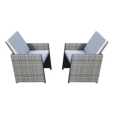 Chaises de salle à manger d'extérieur en aluminium et osier 2 - Brun