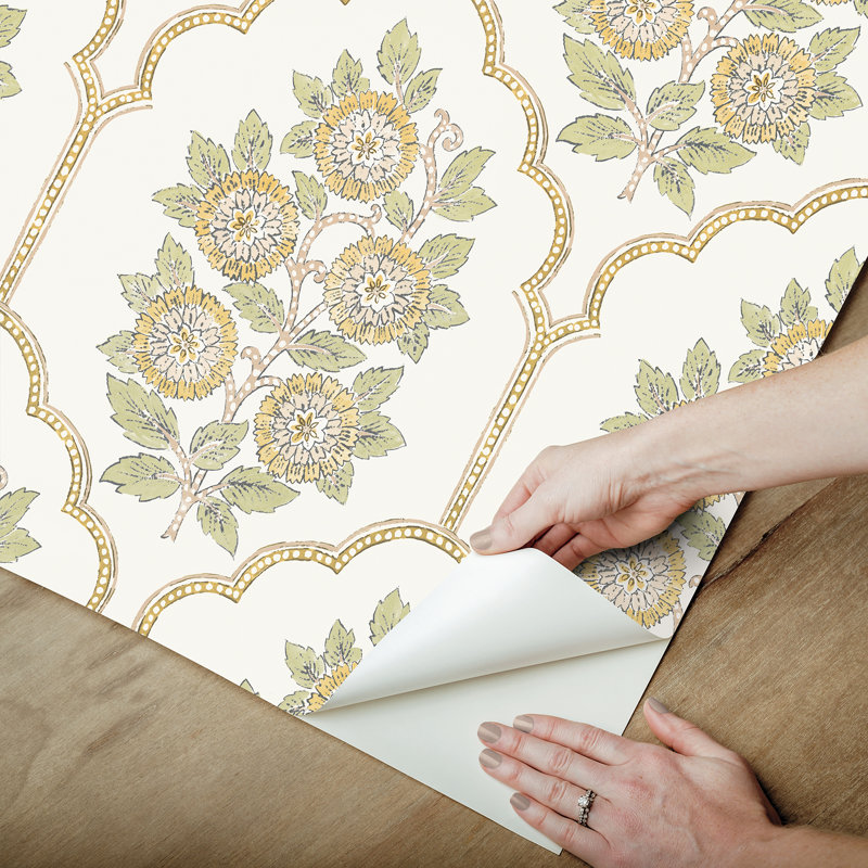 Double rouleau floral Peel & Stick, Jaune