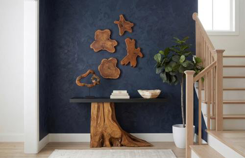 Teak Wood Console Table, Iron Sheet Top