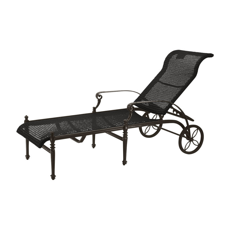 Grand Terrace Woven Chaise Lounge, Mahogany Wicker, Vintage