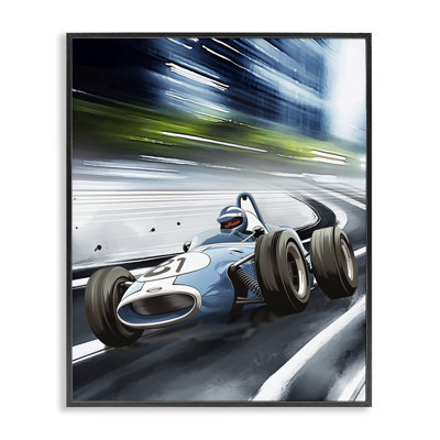 Speeding Racecar Driver Framed Giclee, design by Christine Simpson Art