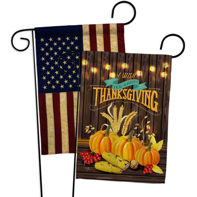 Drapeau de jardin 2 côtés en polyester 18,5 x 13 po Thanksgiving Wish