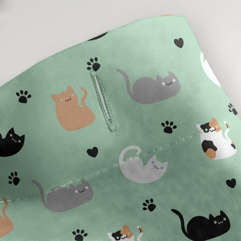 Rideau simple pour chat, Vert / Bleu / Jaune