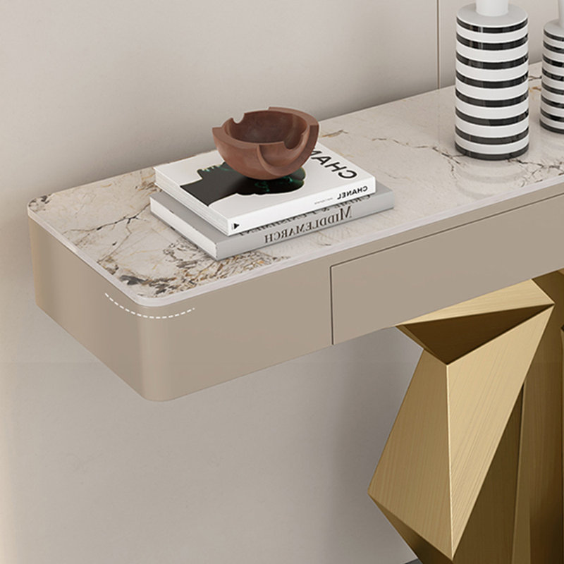 Console luxueuse, moderne, simple et rectangulaire, H 33,5 po x l 47,2 po x P 13,8 po, Doré