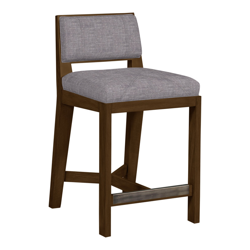 Thom Filicia Solid Wood 26.5" Counter Stool, Havana, Nomad Slate Crypton® Chenille