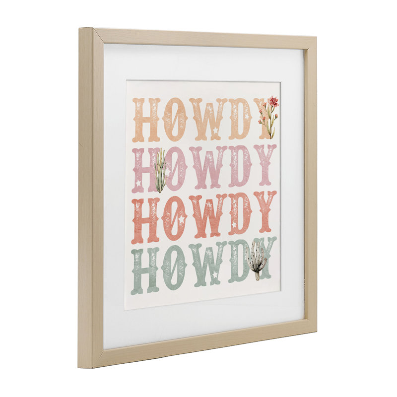 «Vintage Howdy Rainbow», impression encadrée sous verre, par Kim Allen, H 13 po x l 13 po, Cadre de récolte en pin