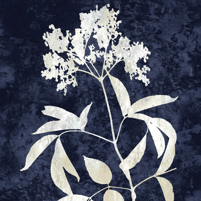 Brun clair et bleu marine floral 5, H 12 po x l 12 po