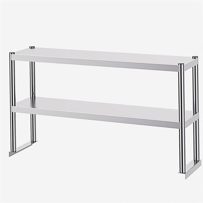 Double surdimensionnée, double surdimensionnée en acier inoxydable, surdimensionnée à deux niveaux de 12 po x 72 po, table de préparation réglable en hauteur pour cuisine, restaurant et atelier