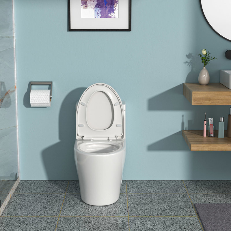 Ceramic Toilet With Dual Flush Feature And Soundless Seat One Powerful Flushing Tender
