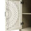 Armoire de rangement à 2 portes, motif creux, étagères réglables, zones multiples, rangement de grande capacité, basculement dans le salon, sculpture exquise, tablette, poignée confortable, clou à pattes