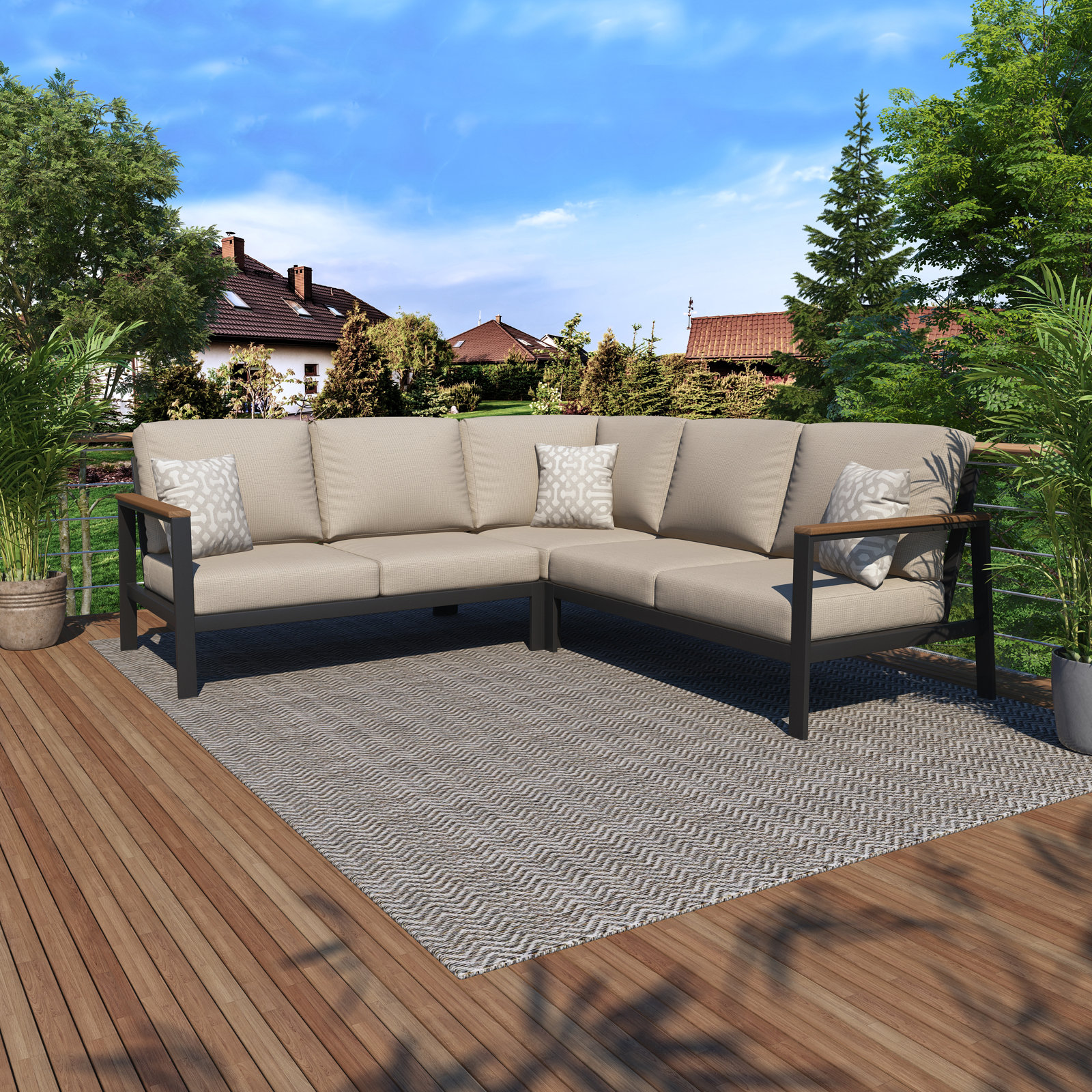 Townsend 87" Sunbrella® Patio Sectional, Cast Silver Sunbrella®