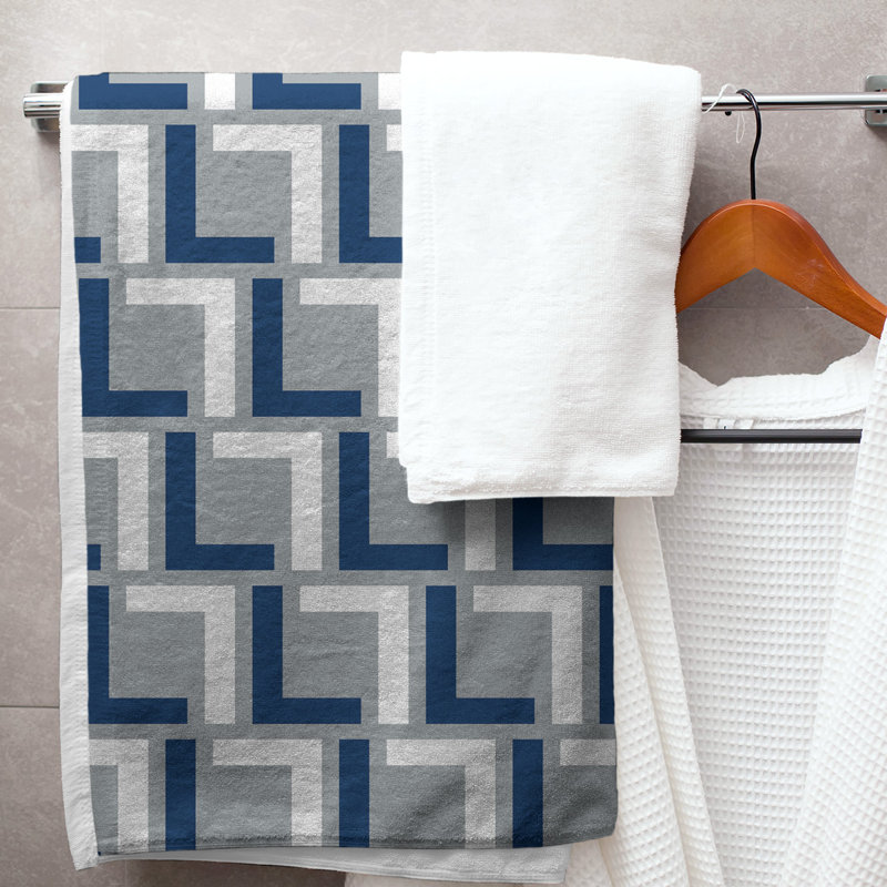Serviette de bain, Gris / bleu bolide / blanc