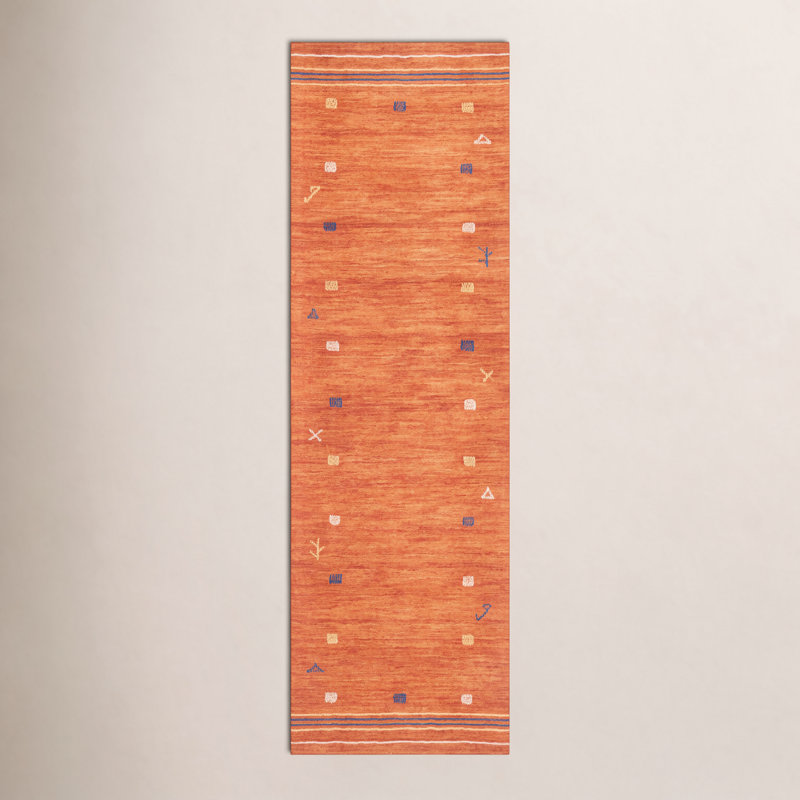 Danette Wool Rust Area Rug, Runner 2'3" x 8'