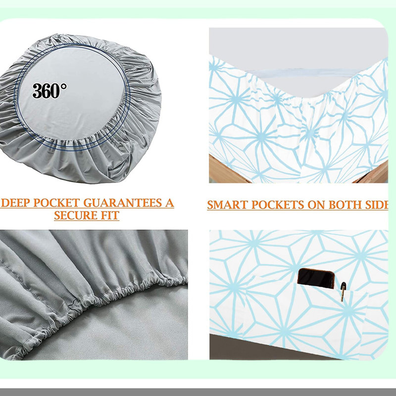 Premium Aqua Cube Pattern Bedding Set - Luxury Soft Bed Sheets 1500 Hotel Quality Microfiber - Wrinkle & Fade Resistant - Twin/Twin XL - 4-Piece Set