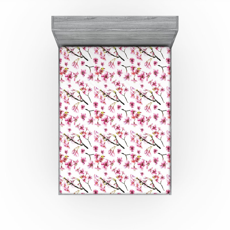 Drap-housse Ambesonne, paquet de 2, Rose vif / vert / brun floral, Drap-housse grand