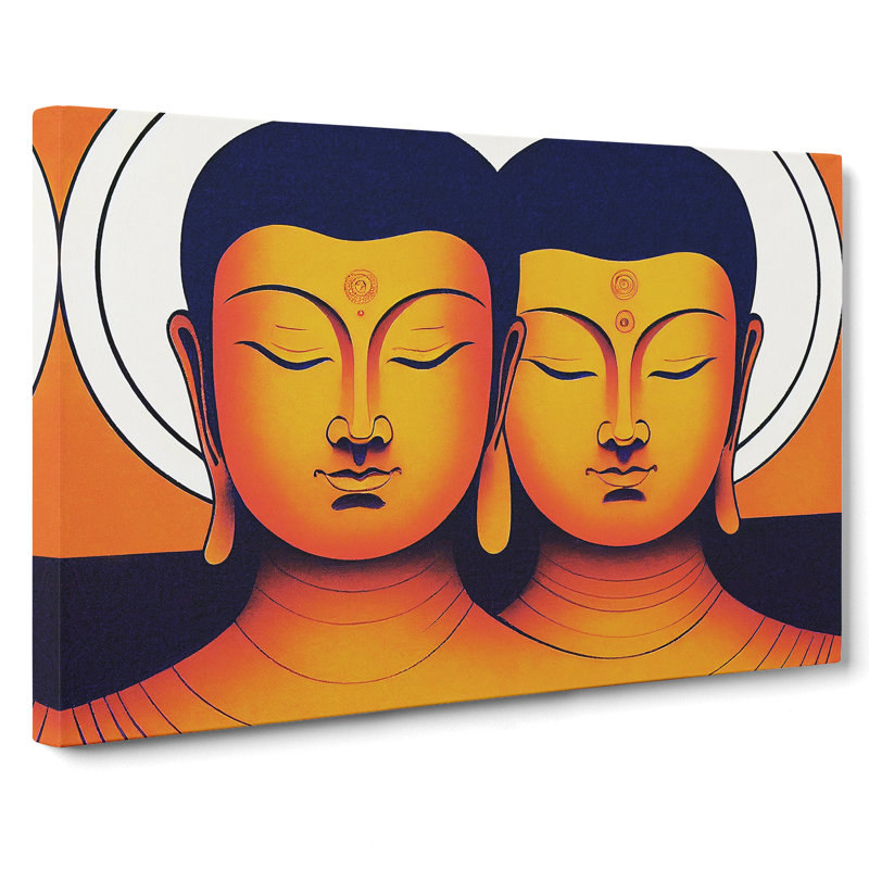 Two Buddha - Wrapped Canvas, 40cm H x 60cm W x 3cm D