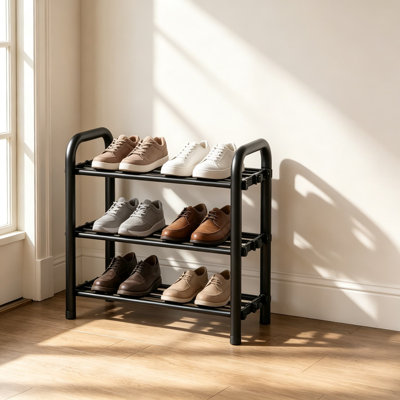 Étagère à chaussures extensible, tablette de rangement réglable, organisateur de chaussures en métal robuste pour entrée, garde-robe ou chambre.