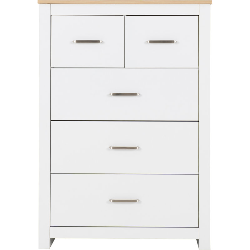 Henryville 80 cm W Chest of 5 Drawers, White