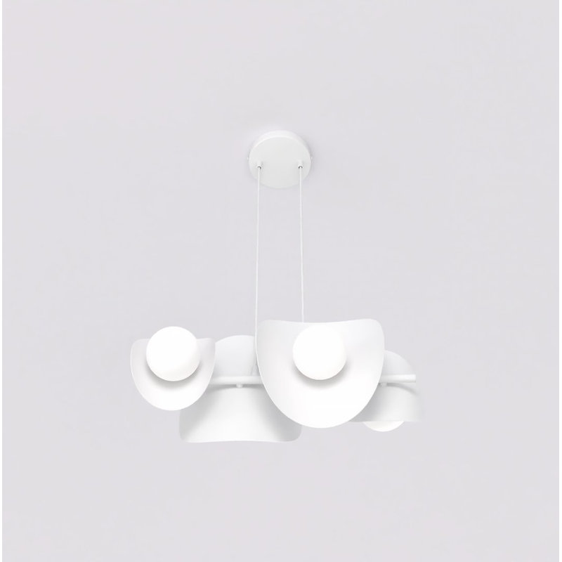 - Light Matt Pendant, White, 4 Lights