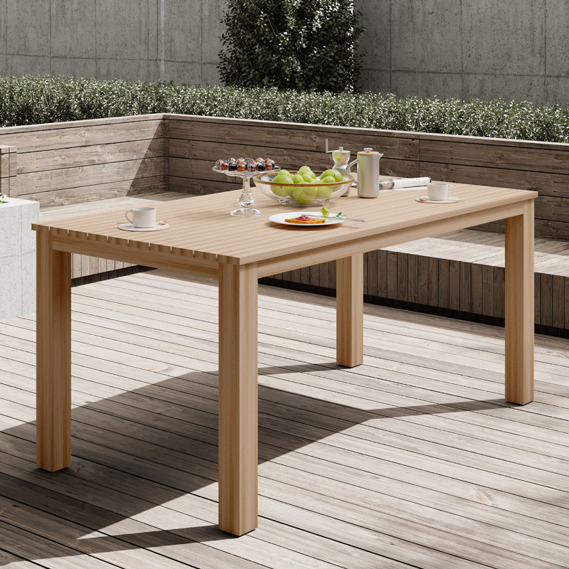 Calliana Rectangular Metal Outdoor Dining Table - 157.48 cm W 83.82 cm D, Tan