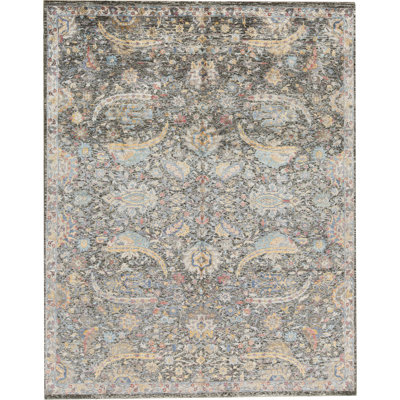 Hand-Knotted High-Quality Brown and Light Blue Area Rug