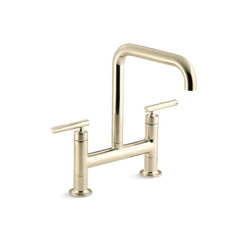 Purist® Two-Hole Deck-Mount Bridge Kitchen Sink Faucet, Vibrant French Gold