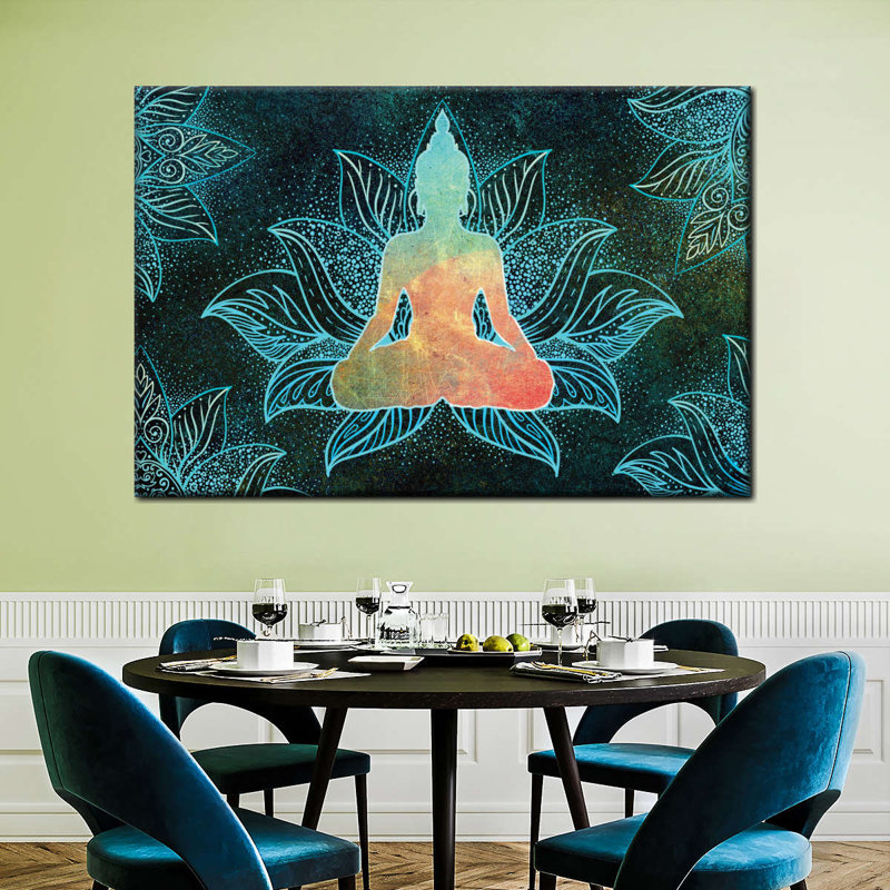 Buddha Tantric Meditation - Impression sur toile tendue, H 8 po x l 12 po x P 1 po