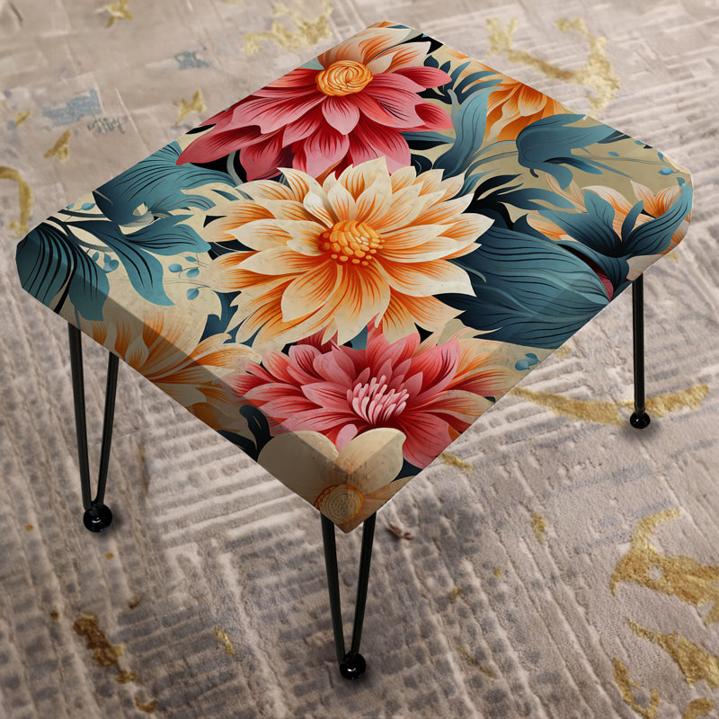 Retro Floral Kaleidoscope Melody - Vintage Rectangle Ottoman