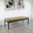 Alp Bench, Black Open Metal Frame, Brown Tufted Faux Leather 54 Inch