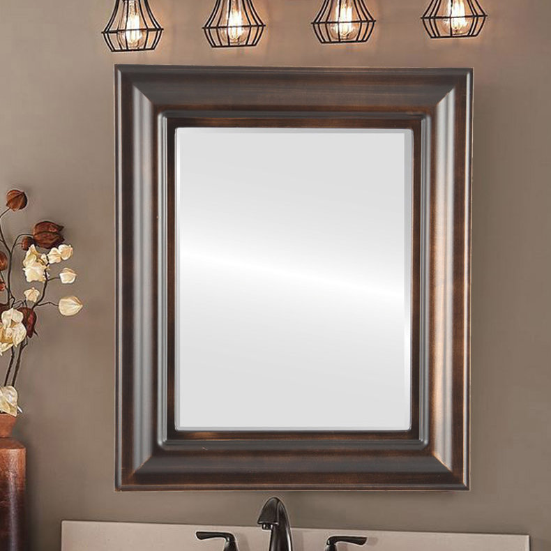 Miroir biseauté moderne et contemporain Woke, Bronze huilé, 29 po x 23 po