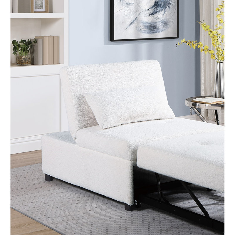 Fauteuil-lit moderne en blanc avec coussin de couleur convertible