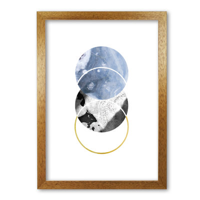 Blue And Gold Abstract Circles - Print