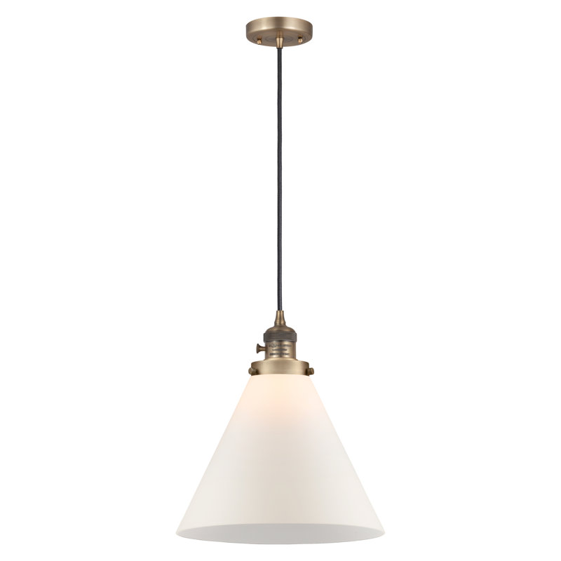 Anelyse 1 - Light Single Pendant, Matte White, 14.13" H x 12" W x 12" D, Brushed Brass