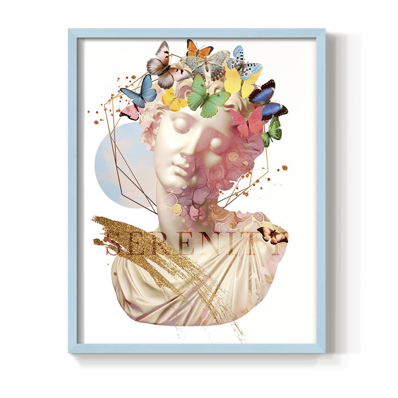 «Greek Goddess I», reproduction encadrée - bois massif, H 15 po x l 12 po, Bleu