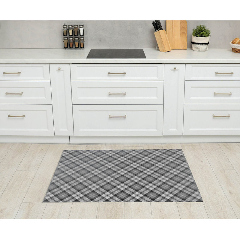 Tapis de cuisine à carreaux Anthony, Gris, Rectangle 4pi x 6 pi
