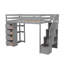Lit mezzanine simple avec tiroirs et tiroirs de rangement, lit mezzanine en bois avec tablettes - gris-1859969716
