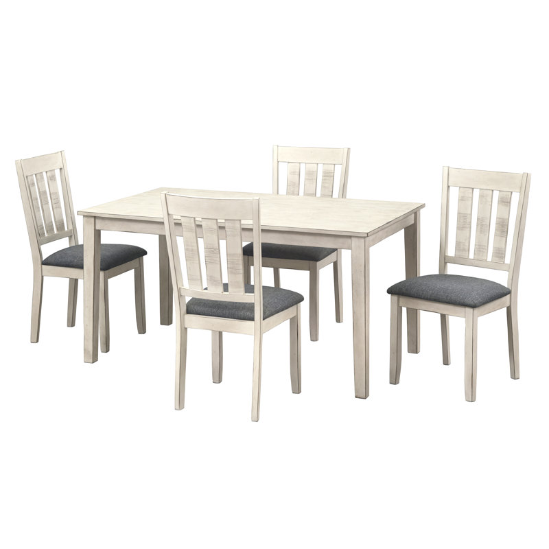Ensemble de salle à manger Rhem, Blanc, 5 pièces : 1 table, 4 chaises