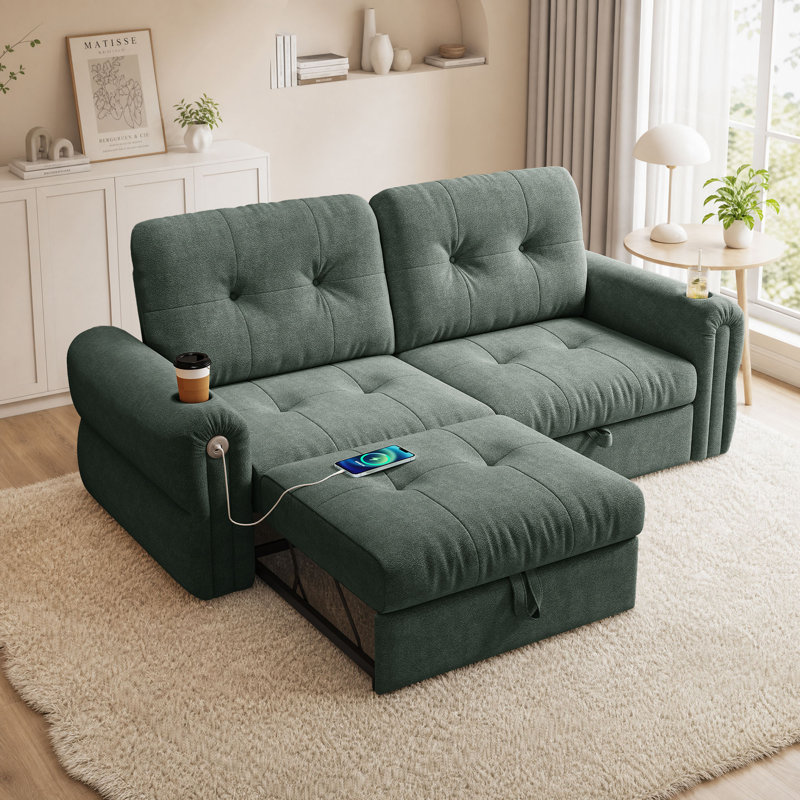 Canapé-lit convertible 77 po sofa Canapé-lit 2 en 1 pour s'asseoir et dormir, Vert