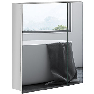 Miroir de salle de bain moderne avec tablettes de rangement et armoire murale